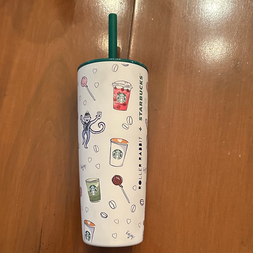 Starbucks Roller Rabbit White Tumbler with Green Straw- Limited Edition 2025